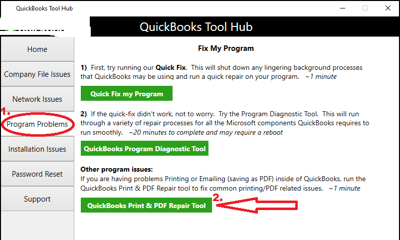 QuickBooks Print & PDF Repair Tool